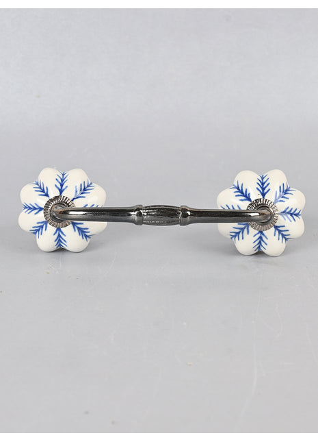 Blue design On White Base Ceramic Drawer Pull