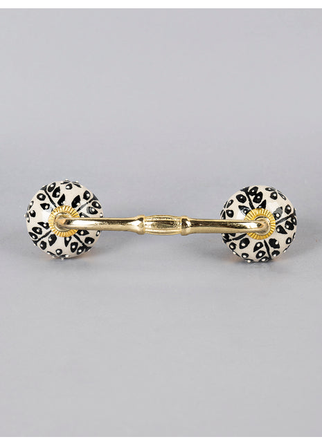 Black Design On White Ceramic Door Pull