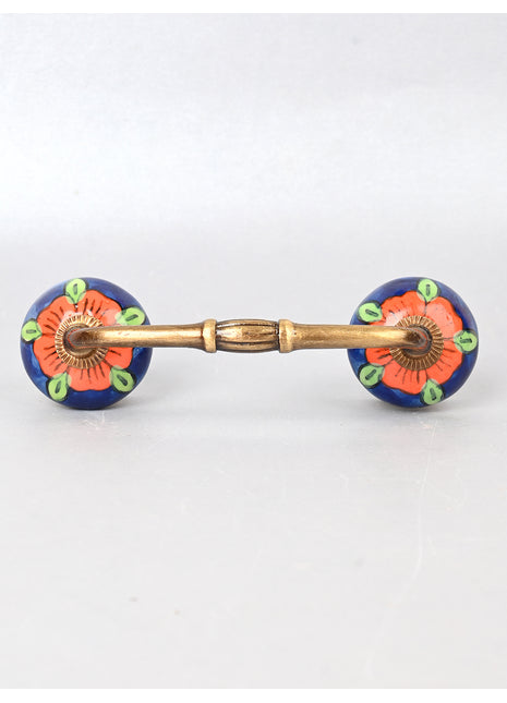 Orange and Blue design Ceramic Cabinet Pull