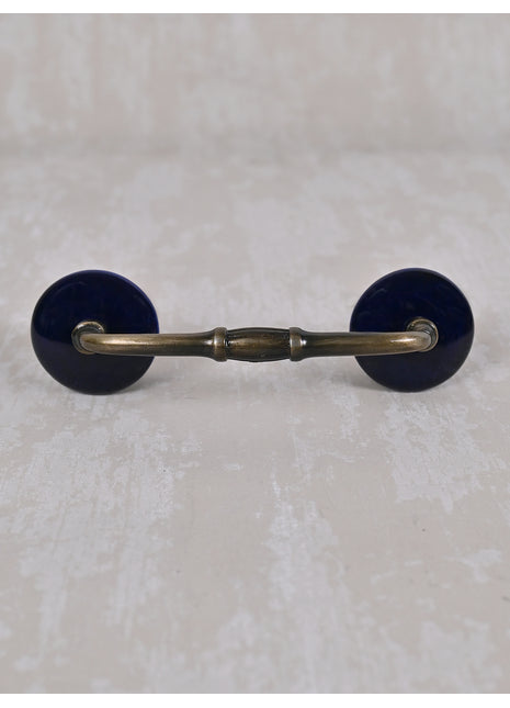 Dark Blue Round Ceramic Dresser Cabinet Pull