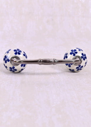 Blue Floral Pattern On White Base Cabinet Pull