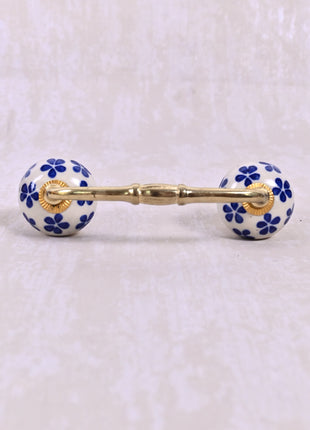 Blue Floral Pattern On White Base Cabinet Pull