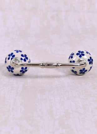Blue Floral Pattern On White Base Cabinet Pull