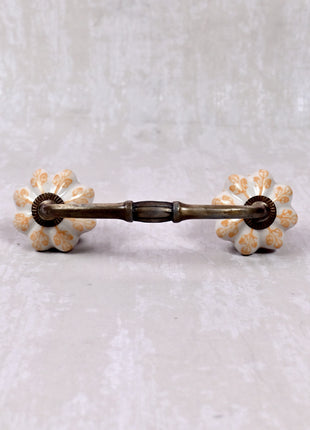 Yellow design On White Base Ceramic Door Pull