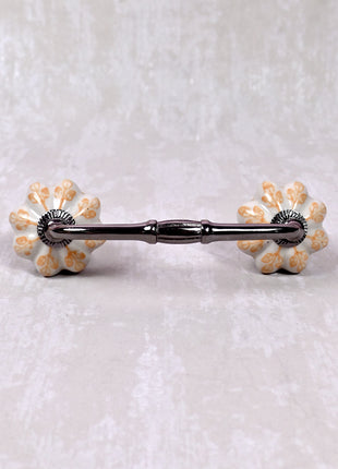 Yellow design On White Base Ceramic Door Pull