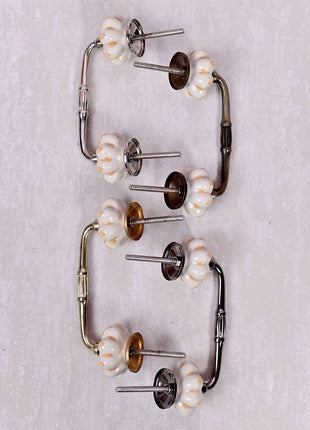 Yellow design On White Base Ceramic Door Pull