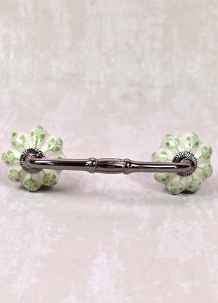 Green design On White Base Ceramic Door Pull