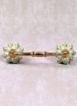 Green design On White Base Ceramic Door Pull