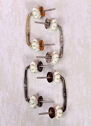 Green design On White Base Ceramic Door Pull