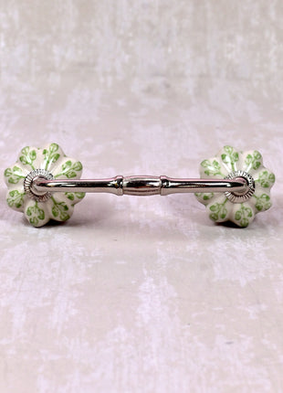 Green design On White Base Ceramic Door Pull