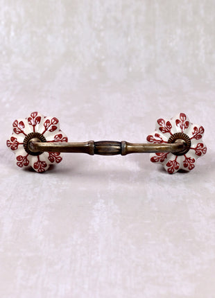 Red design On White Base Ceramic Door Pull