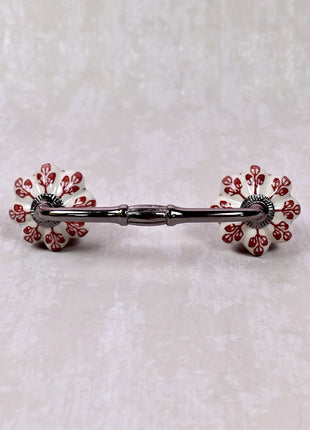 Red design On White Base Ceramic Door Pull