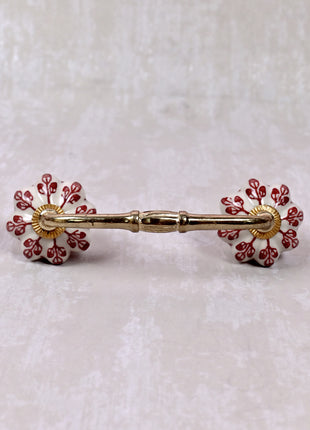Red design On White Base Ceramic Door Pull