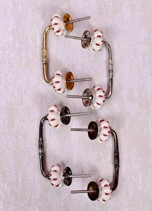 Red design On White Base Ceramic Door Pull