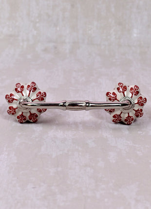 Red design On White Base Ceramic Door Pull