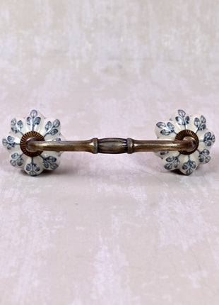 Flower design On White Base Ceramic Door Pull