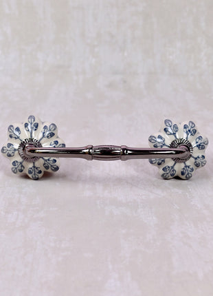 Flower design On White Base Ceramic Door Pull