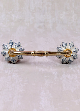Flower design On White Base Ceramic Door Pull