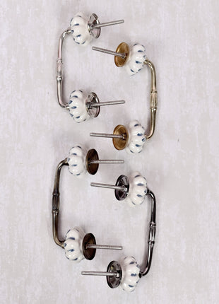 Flower design On White Base Ceramic Door Pull