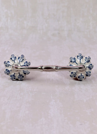 Flower design On White Base Ceramic Door Pull