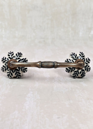 Black Design On White Base Ceramic Door Pull