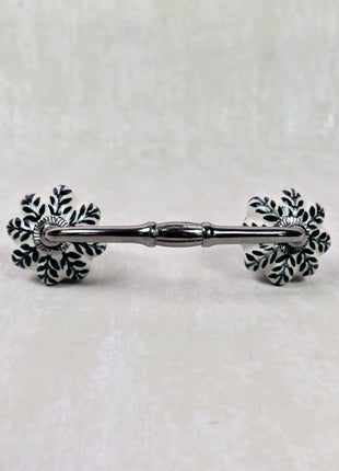 Black Design On White Base Ceramic Door Pull