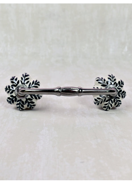 Black Design Off White Base Ceramic Door Pull