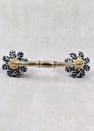 Black Design On White Base Ceramic Door Pull