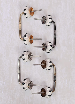 Black Design On White Base Ceramic Door Pull