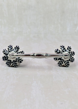 Black Design On White Base Ceramic Door Pull