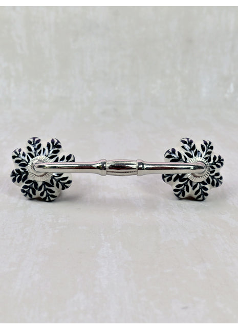 Black Design Off White Base Ceramic Door Pull