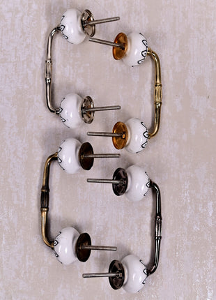 White Ceramic Door Pull With Black Multifloral Layer