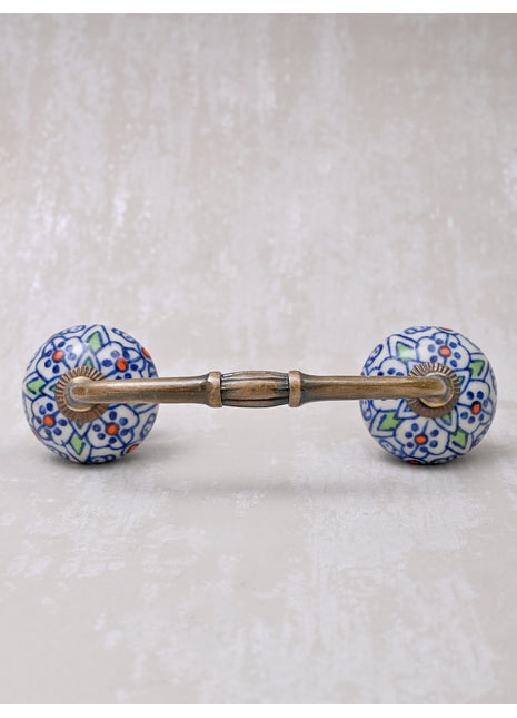 Handmade Multicolor Design on White Base Kitchen Cabinet Drawer Dresser Pull