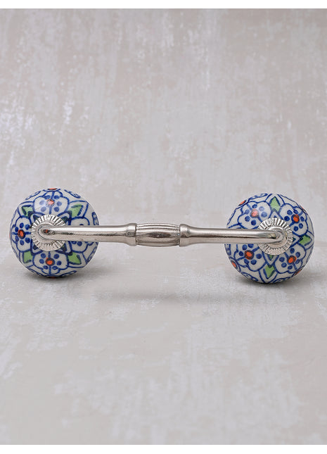 Handmade Multicolor Design on White Base Kitchen Cabinet Drawer Dresser Pull