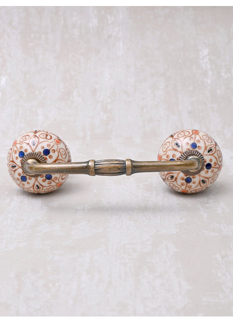 Brown Design On White Ceramic Pull