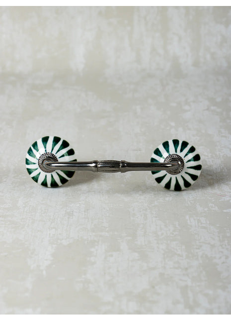 Turquoise Flower On White Ceramic Cabinet Pull