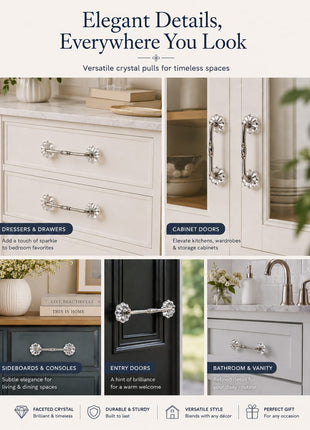 Clear Glass Flower Shaped Drawer Cabinet Pull