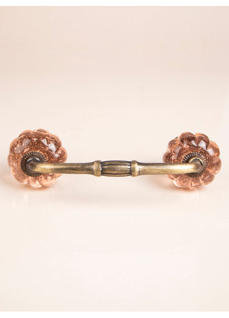 Pink Flower Shaped Glass Knob Pull