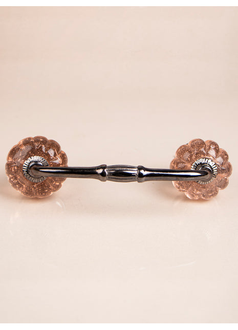 Pink Flower Shaped Glass Knob Pull