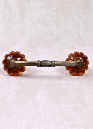 Orange Flower Shaped Glass Knob Pull