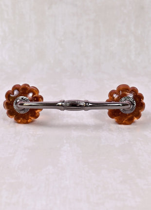 Orange Flower Shaped Glass Knob Pull