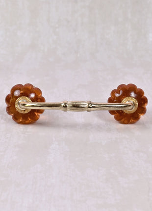 Orange Flower Shaped Glass Knob Pull