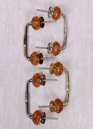 Orange Flower Shaped Glass Knob Pull