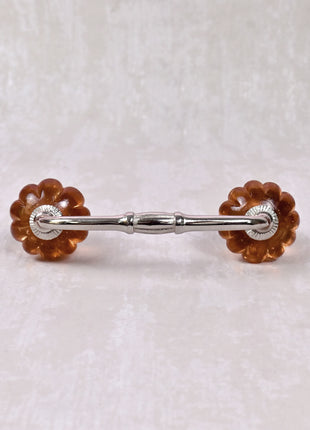 Orange Flower Shaped Glass Knob Pull