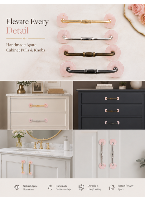 Agate Natural Gemstone Cabinet Furniture Pull