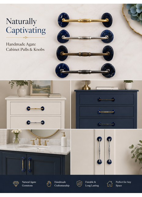 Agate Natural Gemstone Cabinet Furniture Pull