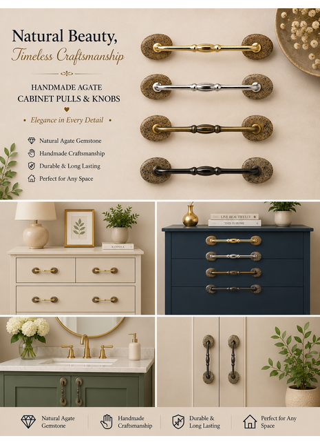 Agate Natural Gemstone Cabinet Furniture Pull