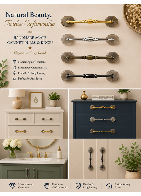 Agate Natural Gemstone Cabinet Furniture Pull