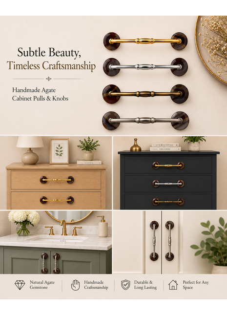 Agate Natural Gemstone Cabinet Furniture Pull