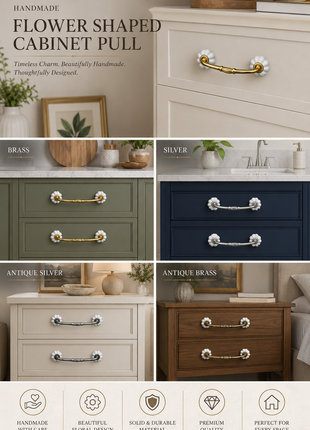Solid White Flower Shaped Dresser Cabinet Pull